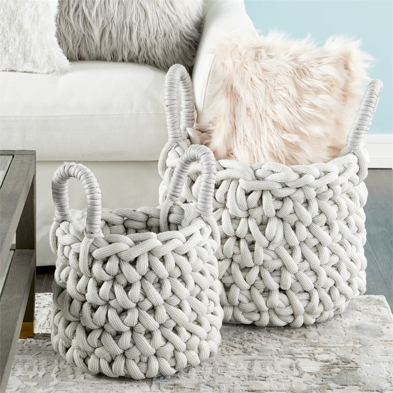 CosmoLiving by Cosmopolitan Gray Hue Fabric Basket (Set of 2)