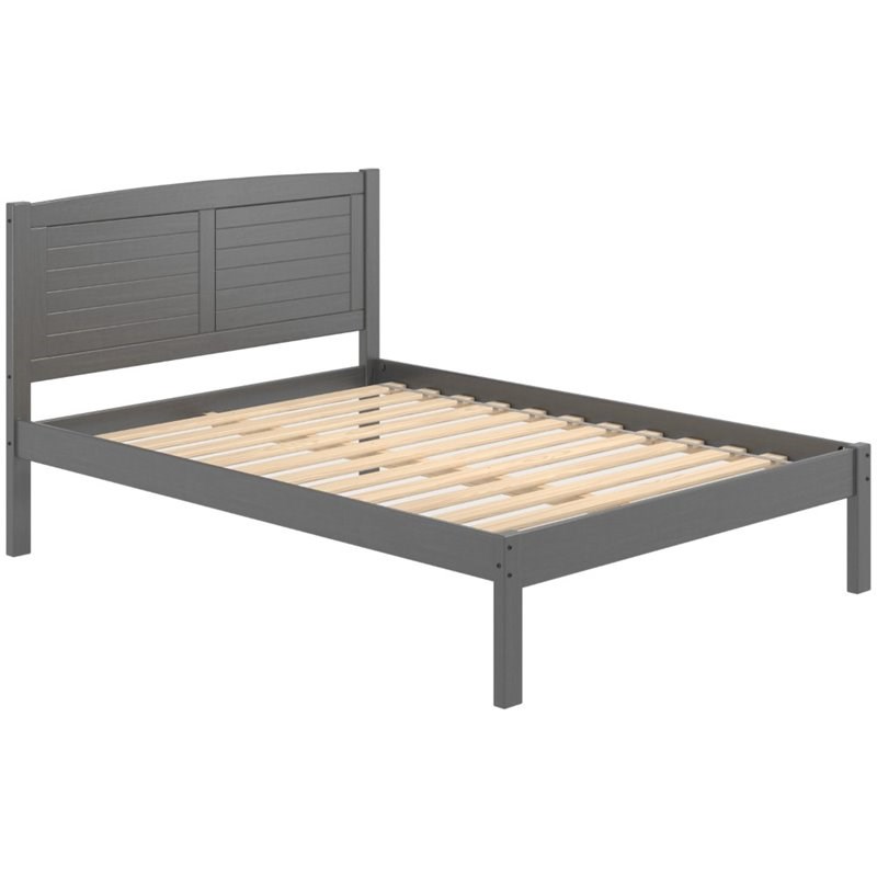 Donco Kids Louver Full Soild Wood Panel Bed in Antique Gray