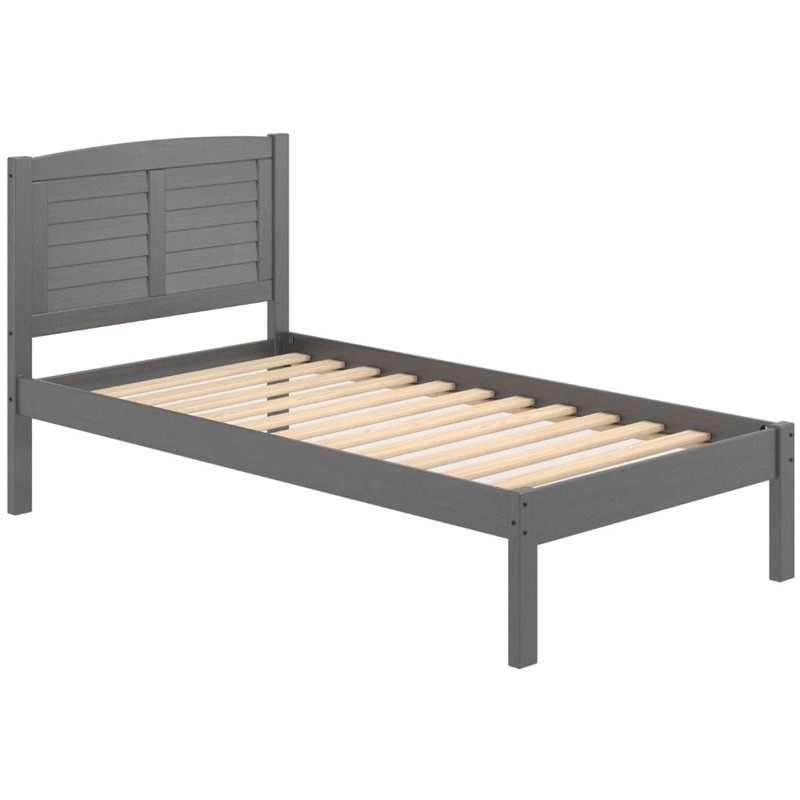 Donco Kids Louver Twin Soild Wood Panel Bed in Antique Gray