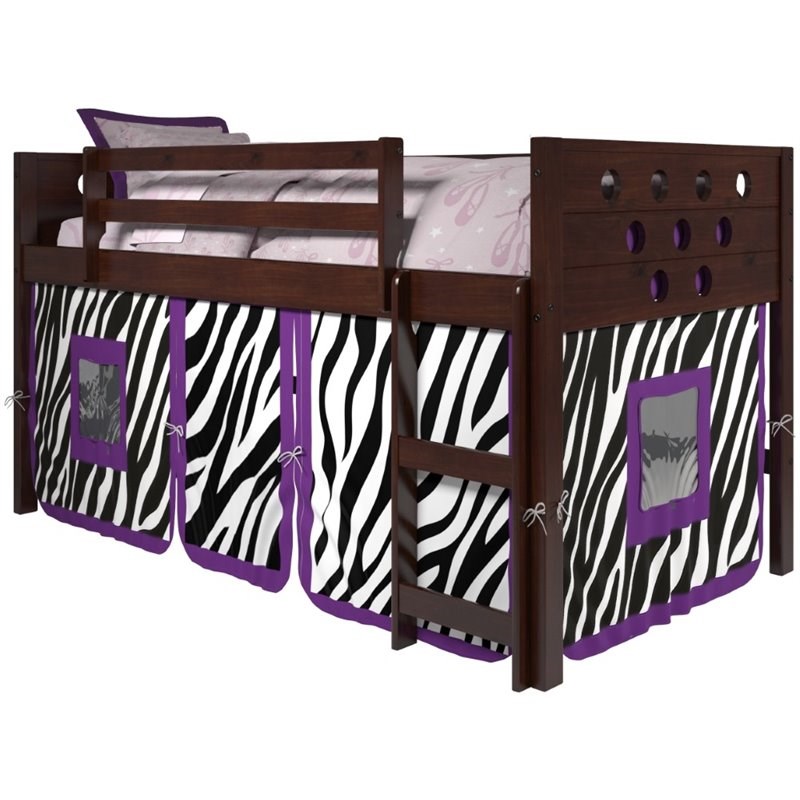 Donco Kids Circles Twin Wooden Low Loft, Zebra Bunk Bed