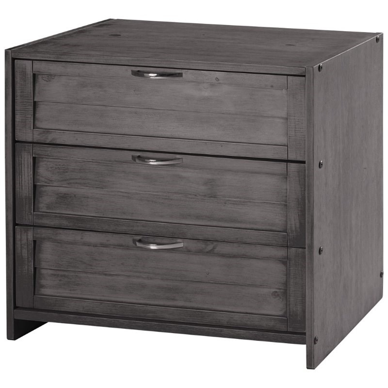 Donco Kids Louver 3 Drawer Solid Wood Chest in Antique Gray
