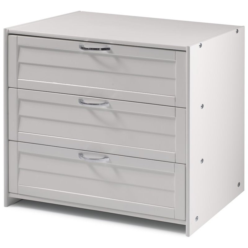 Donco Kids Louver 3 Drawer Solid Wood Chest in White