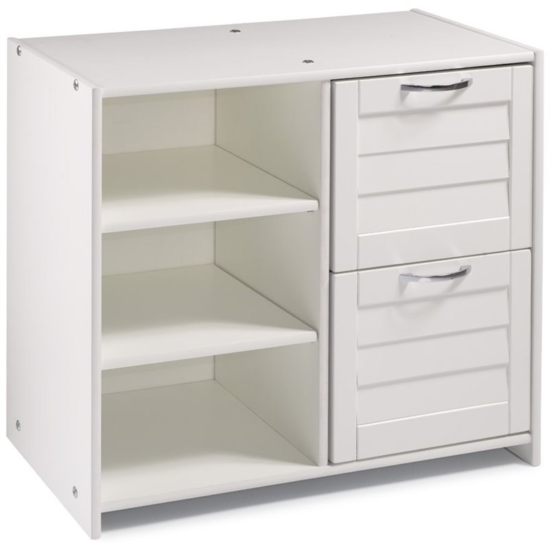 Donco Kids Louver 3 Shelf 2 Drawer Wooden Chest in White