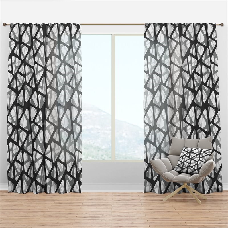 Vertrek koppel Normaal gesproken Designart "Triangular 3D Texture Of Mesh" Fabric Curtain Panel in Black &  Gray | Homesquare