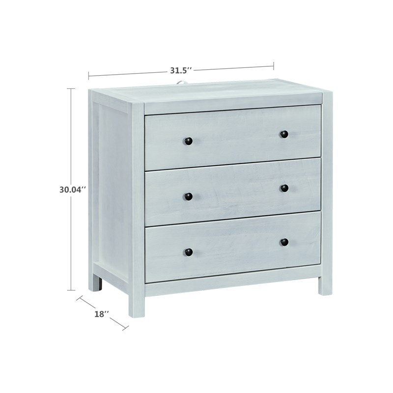 BIKAHOME Rustic Wood with 3-Drawer Dresser with white