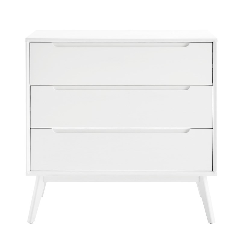BIKAHOME Mid Century Solid Wood 3 Drawer Dresser for Bedroom with white
