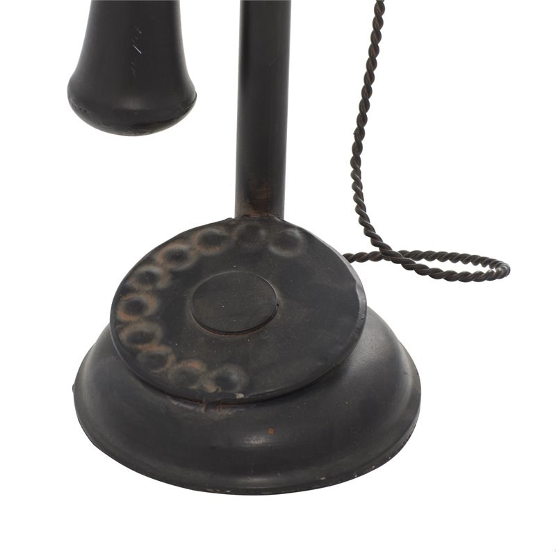 Leeds & Co Black and Brown Iron Metal Vintage Antique Phone Decor