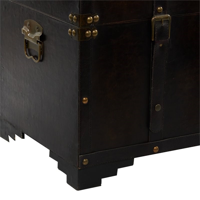 Leeds & Co Brown Wood Traditional Storage Trunk (Set of 3)