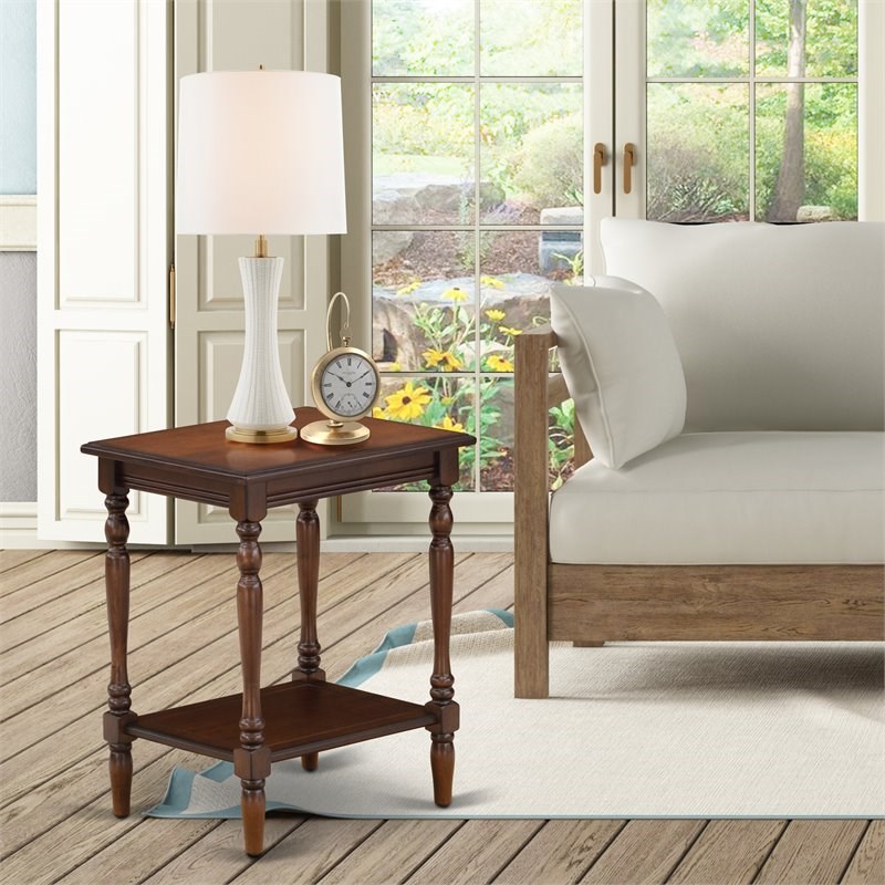 East West Furniture Bedford Wood End Table w/ Open Storage in Antique Mahogany