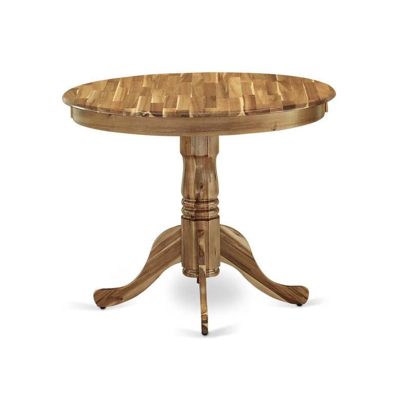 East West Furniture Antique Round Acacia Wood Dining Table in Natural
