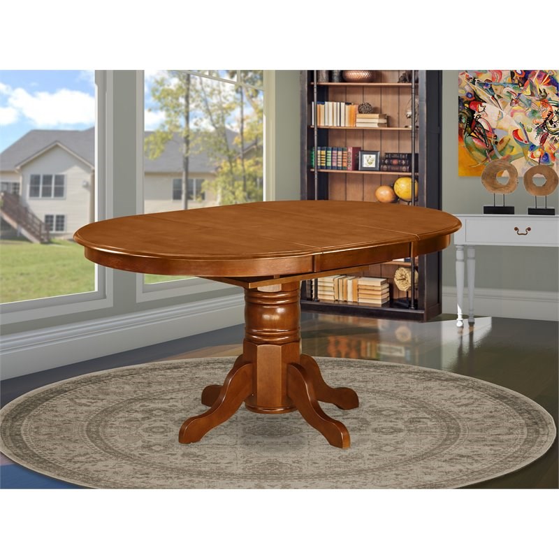 East West Furniture Avon Oval Wood Butterfly Leaf Dining Table in Saddle Brown