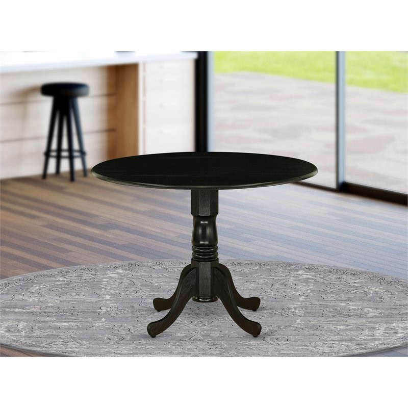 East West Furniture Dublin Traditional Rubber Wood Dining Table in Black