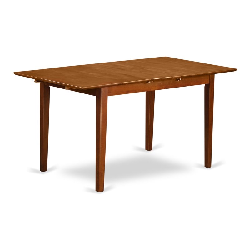 East West Furniture Picasso Wood Butterfly Leaf Dining Table in Saddle Brown
