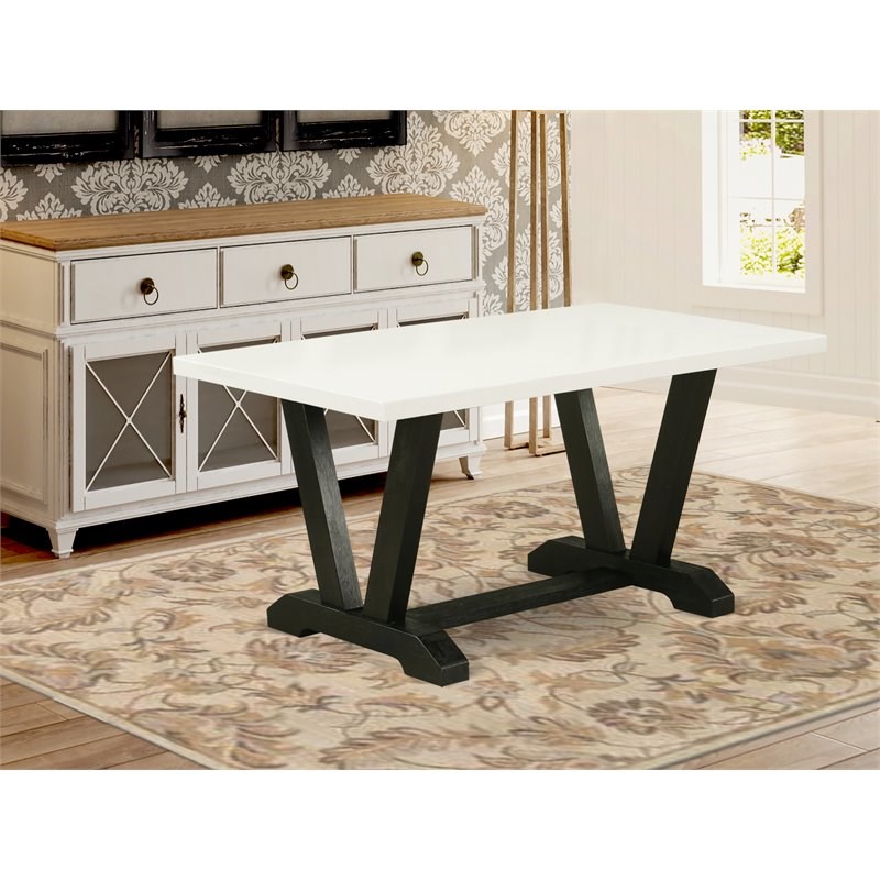 East West Furniture VStyle 36x60" Wood Dining Table in Black/White