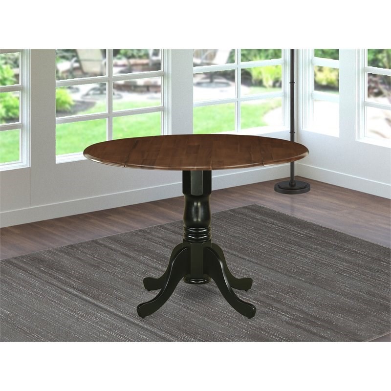 East West Furniture Dublin Traditional Wood Dining Table in Walnut/Black