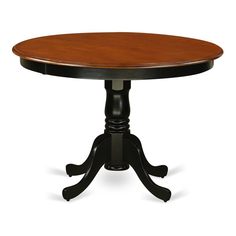 East West Furniture Hartland Round Wood Dining Table in Black/Cherry