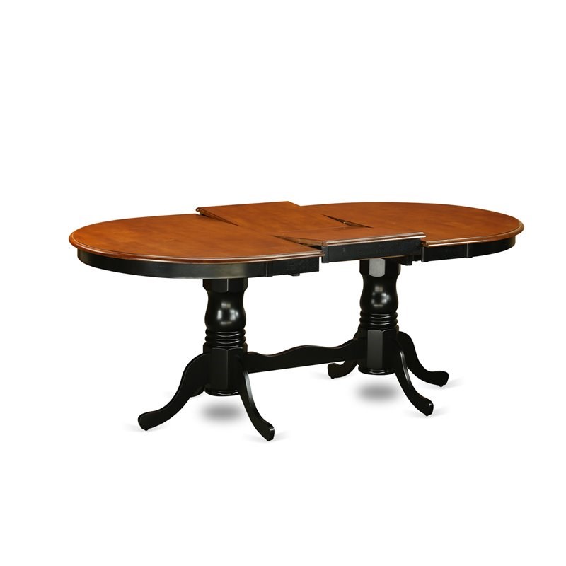 East West Furniture Plainville Wood Butterfly Leaf Dining Table in Black/Cherry