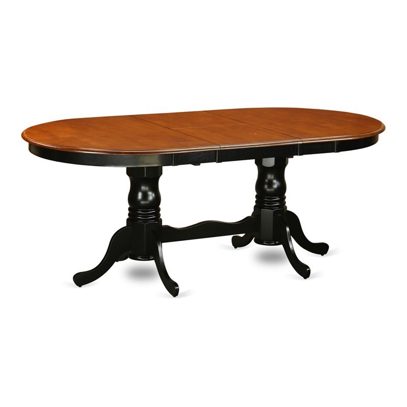 East West Furniture Plainville Wood Butterfly Leaf Dining Table in Black/Cherry