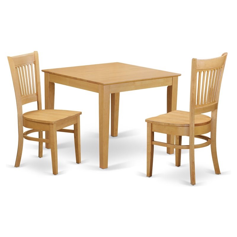 East West Furniture Oxford 3-piece Wood Kitchen Table and Dining Chairs in Oak