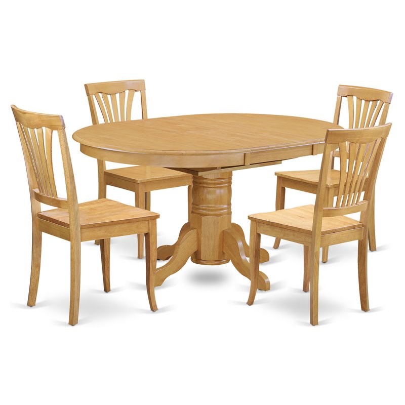 East West Furniture Avon 5-piece Wood Table and Dining Chair Set in Oak