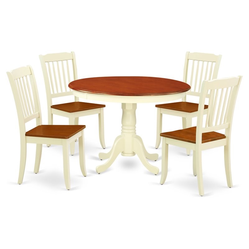 East West Furniture Hartland 5-piece Dining Set with Slatted Chairs in Cherry