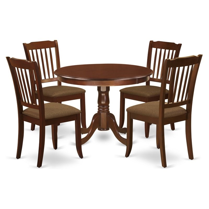 East West Furniture Hartland 5-piece Wood Dining Room Set in Mahogany