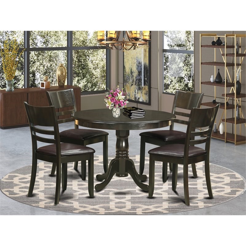 East West Furniture Hartland 5-piece Wood Dining Table Set in Cappuccino