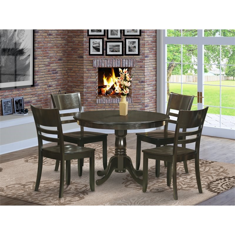 East West Furniture Hartland 5-piece Wood Dining Room Set in Cappuccino