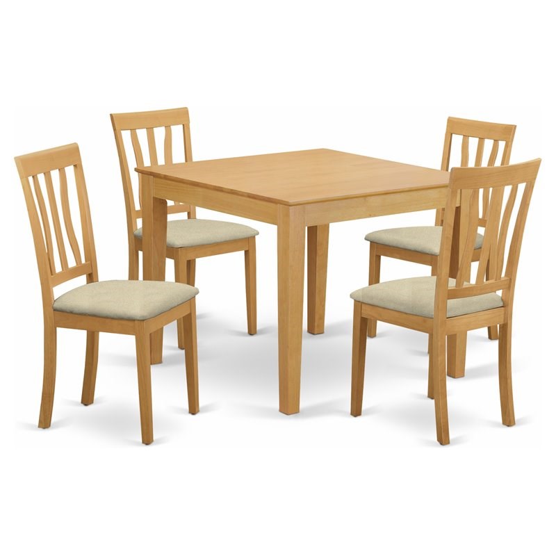 East West Furniture Oxford 5piece Traditional Wood Dining Set in Oak