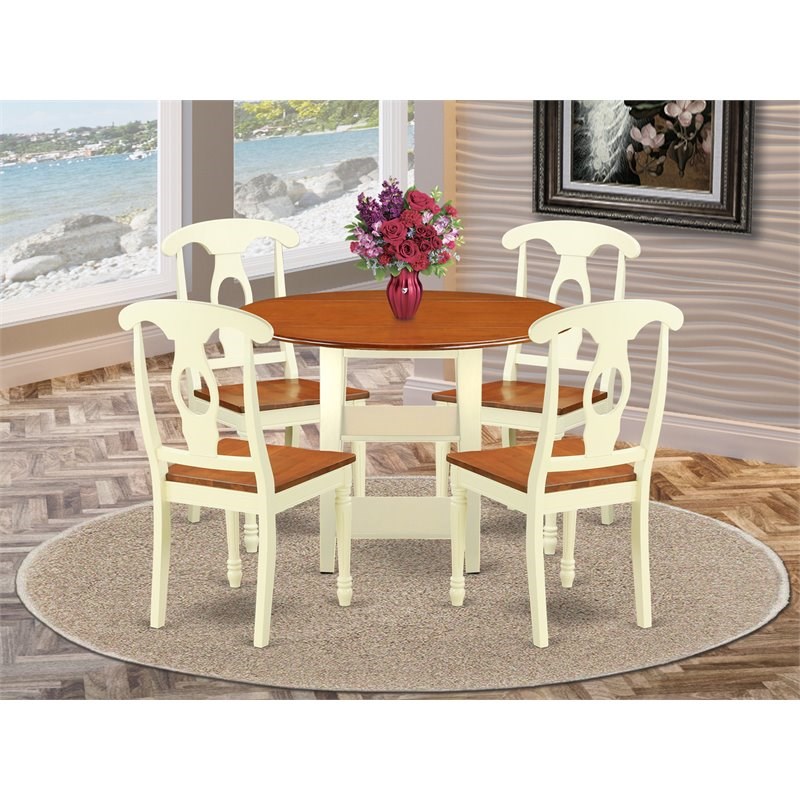 East West Furniture Sudbury 5-piece Wood Table and Dining Chair Set in Cherry