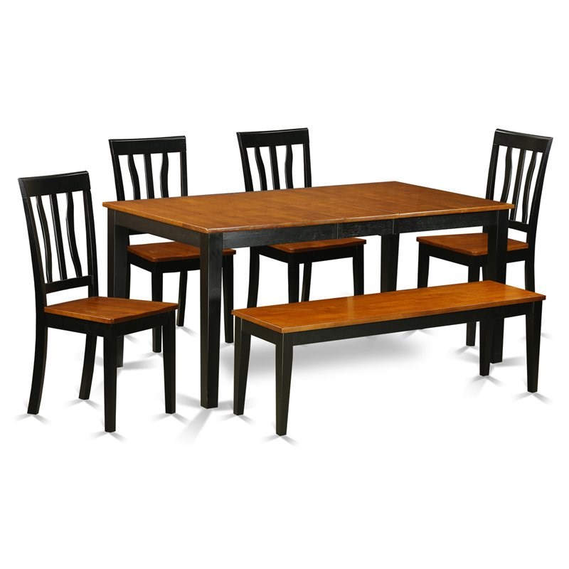 East West Furniture Nicoli 6-piece Wood Dining Table Set in Black/Cherry