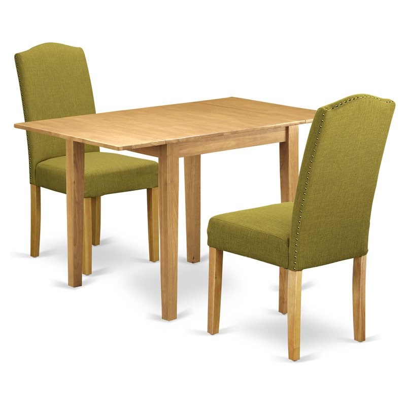 East West Furniture Norden 3piece Wood Dining Set in Oak/Light Pickle