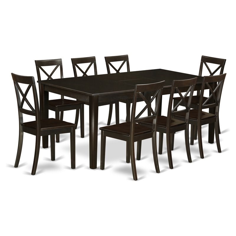 East West Furniture Henley 9-piece Wood Dining Set in Cappuccino