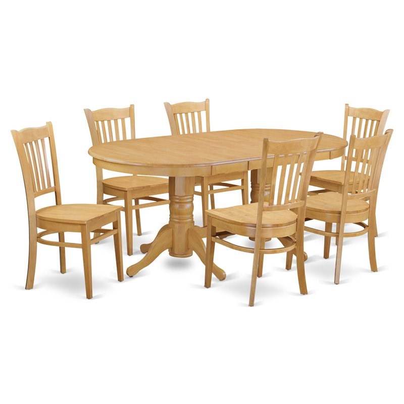 East West Furniture Vancouver 7-piece Wood Dinette Table Set in Oak