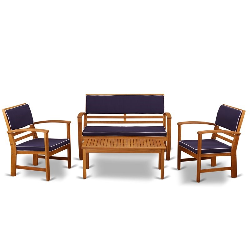 East West Furniture Coppell 4-piece Wood Patio Dining Set in Natural Oil |  Homesquare