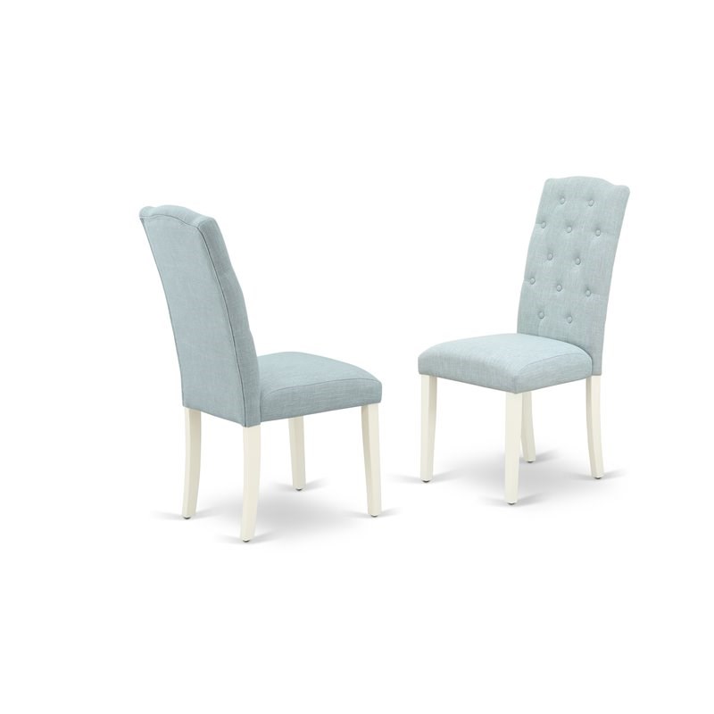 East West Furniture Dublin 5-piece Wood Dining Set in Linen White/Baby Blue