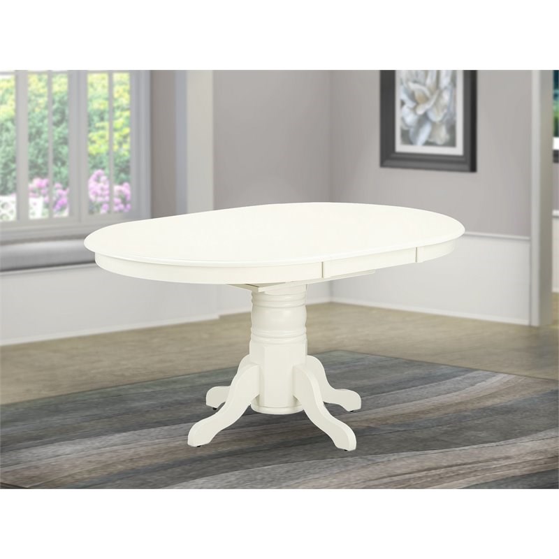 East West Furniture Avon Oval Traditional Wood Dining Table in Linen White