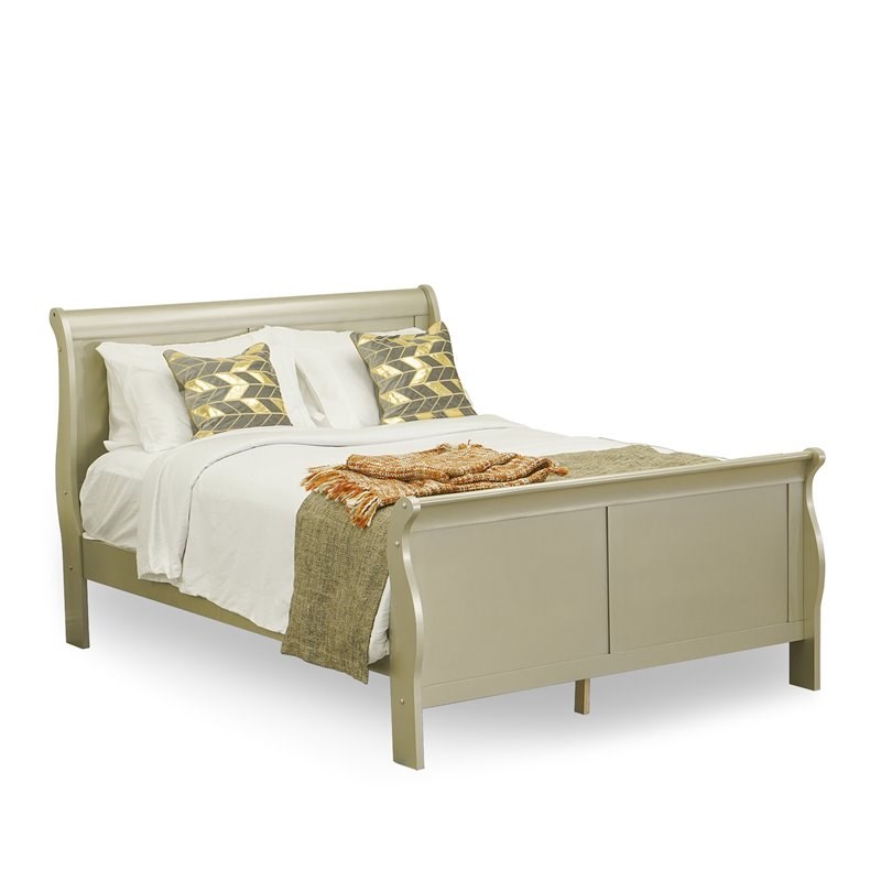 East West Furniture Louis Philippe 6-piece Queen Bedroom Set in Metallic Gold