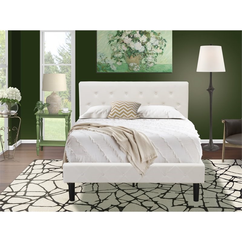 East West Furniture Nolan 2 Pieces Wood Full Bedroom Set in White/Clover Green