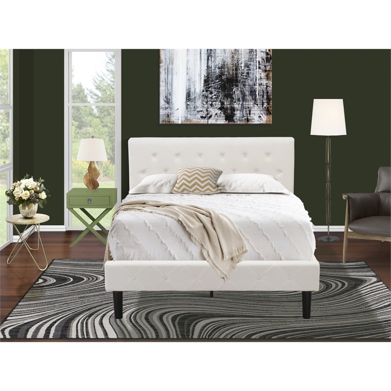 East West Furniture Nolan 2-Piece Wooden Full Bedroom Set in White/Clover Green
