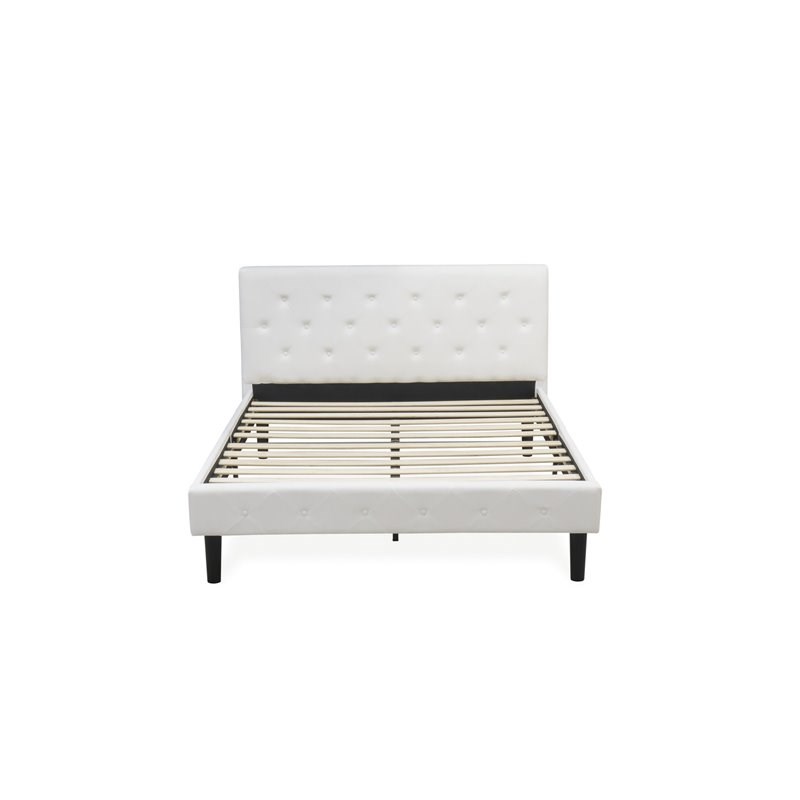 East West Furniture Nolan 2-Piece Wooden Queen Bedroom Set in White/Clover Green