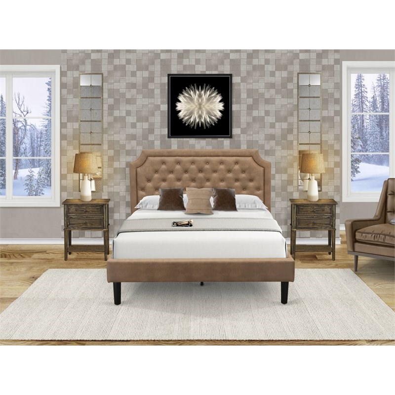 East West Furniture Granbury 3 Pieces Wooden Queen Bedroom Set in