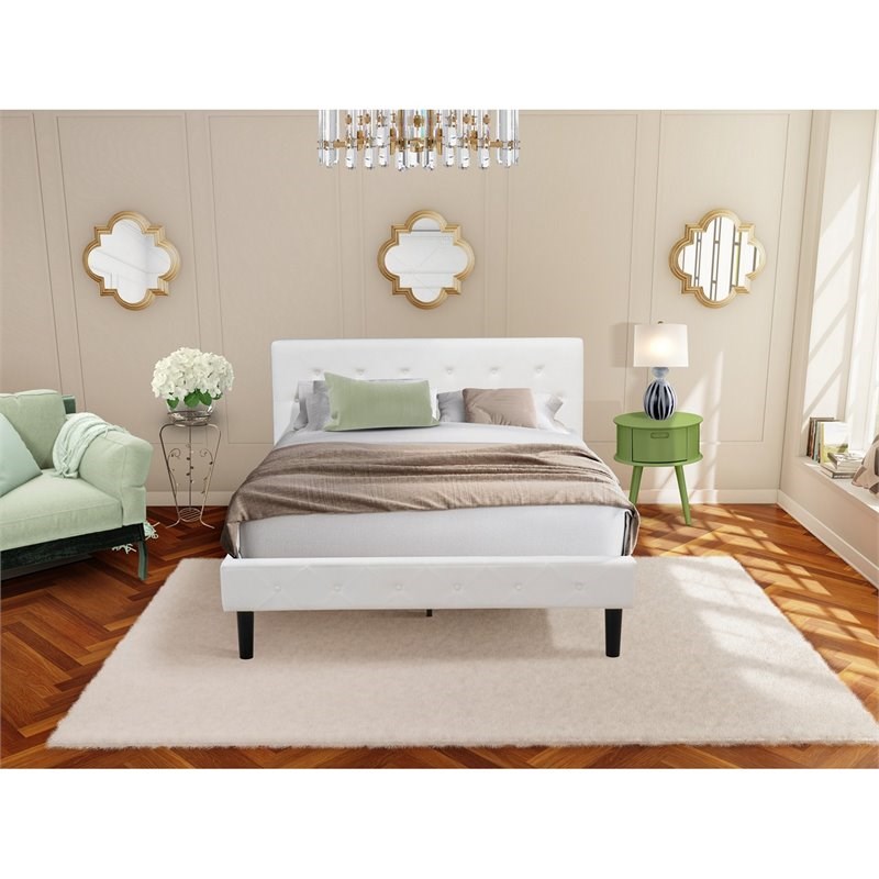 East West Furniture Nolan 2-Piece Wood Queen Bedroom Set in White/Clover Green
