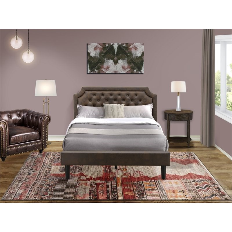 East West Furniture Granbury 2 Pieces Wood Queen Bedroom Set in Brown/Jacobean Homesquare