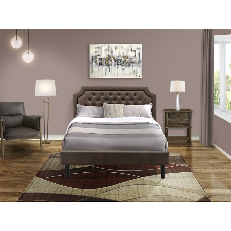 East West Furniture Granbury 2Piece Wood Queen Bedroom Set in Jacobean