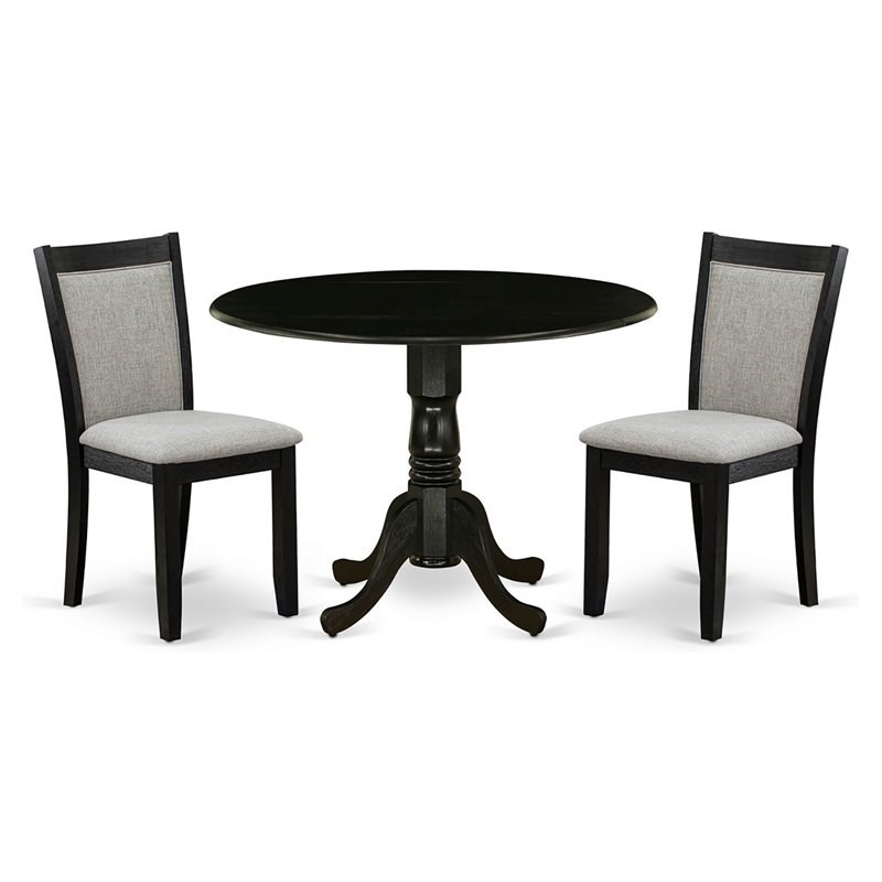 East West Furniture Dublin 3-Piece Wooden Dining Set in Shitake/Black