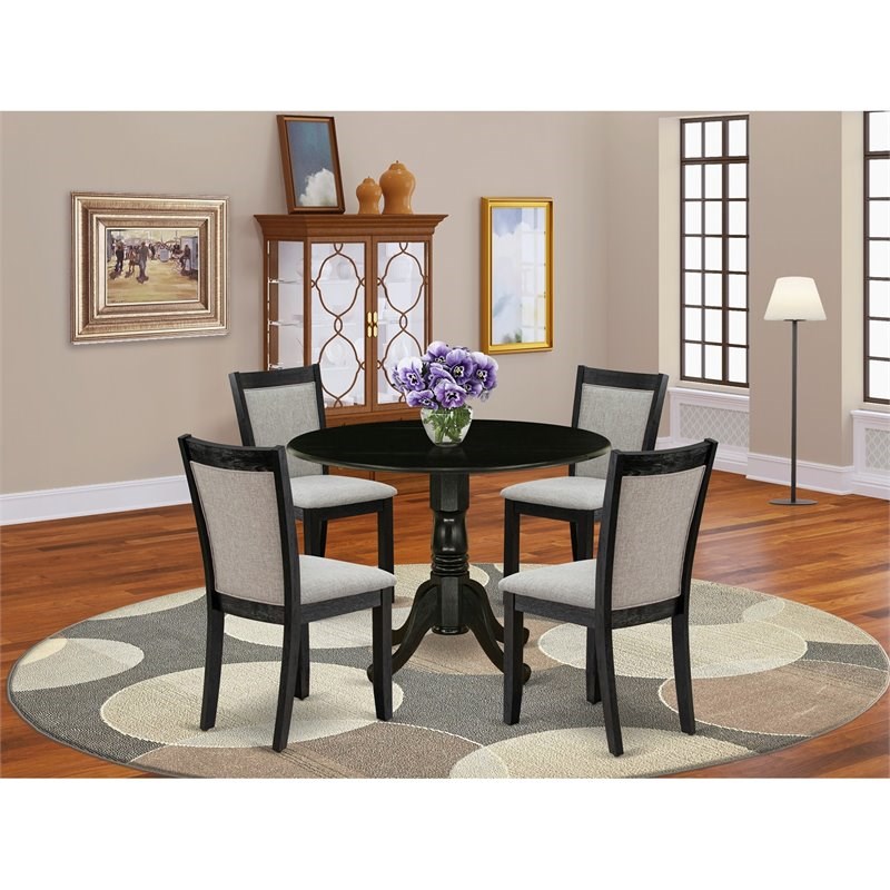 East West Furniture Dublin 5Piece Wooden Dining Set in Shitake/Black