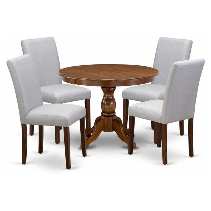 East West Furniture Hartland 5-Piece Wooden Dining Set in Antique Walnut/ Gray