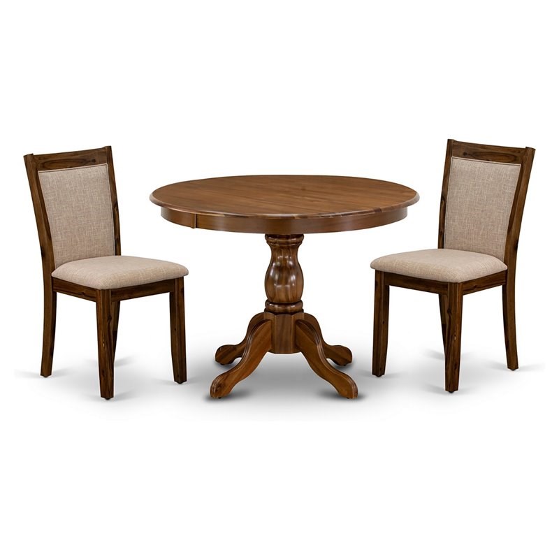 East West Furniture Hartland 3-Piece Wooden Dining Set in Walnut/Light Tan