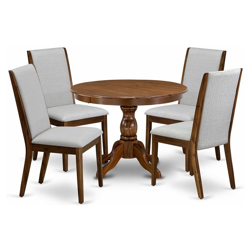 East West Furniture Hartland 5-Piece Wooden Dining Set in Walnut/Gray